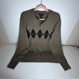 Dockers Men's Argyle Pattern Charlie Brown Sweater Light Weight Pullover Coller